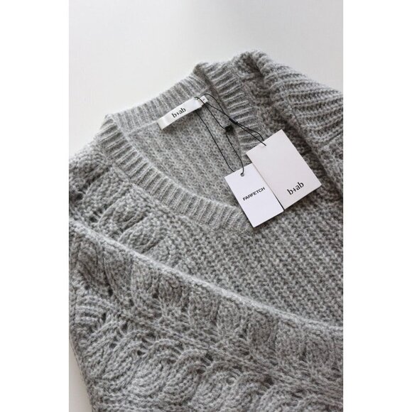 b+ab Women's Size Small Gray Layered Knit Jumper V-Neck Pullover Sweater $395 - Picture 5 of 11